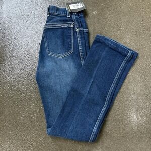 Vintage Sassoon Dark Wash Contrast Stitch Straight Leg Size 4 22" Denim Jeans